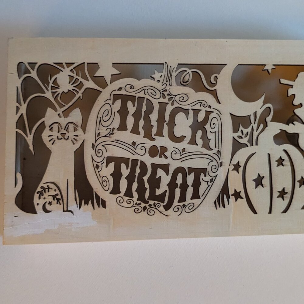 NWT 'Trick or Treat' DIY LED Halloween Sign JOL Pumpkin Witch Cat Michaels Craft